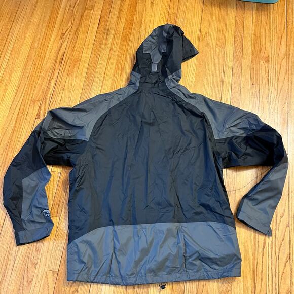 Columbia Jacket Mens Large Field Gear Nylon Hooded Black Neon Green Coat ** - Picture 3 of 10